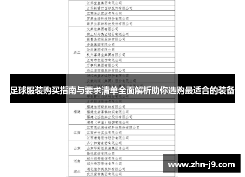 足球服装购买指南与要求清单全面解析助你选购最适合的装备